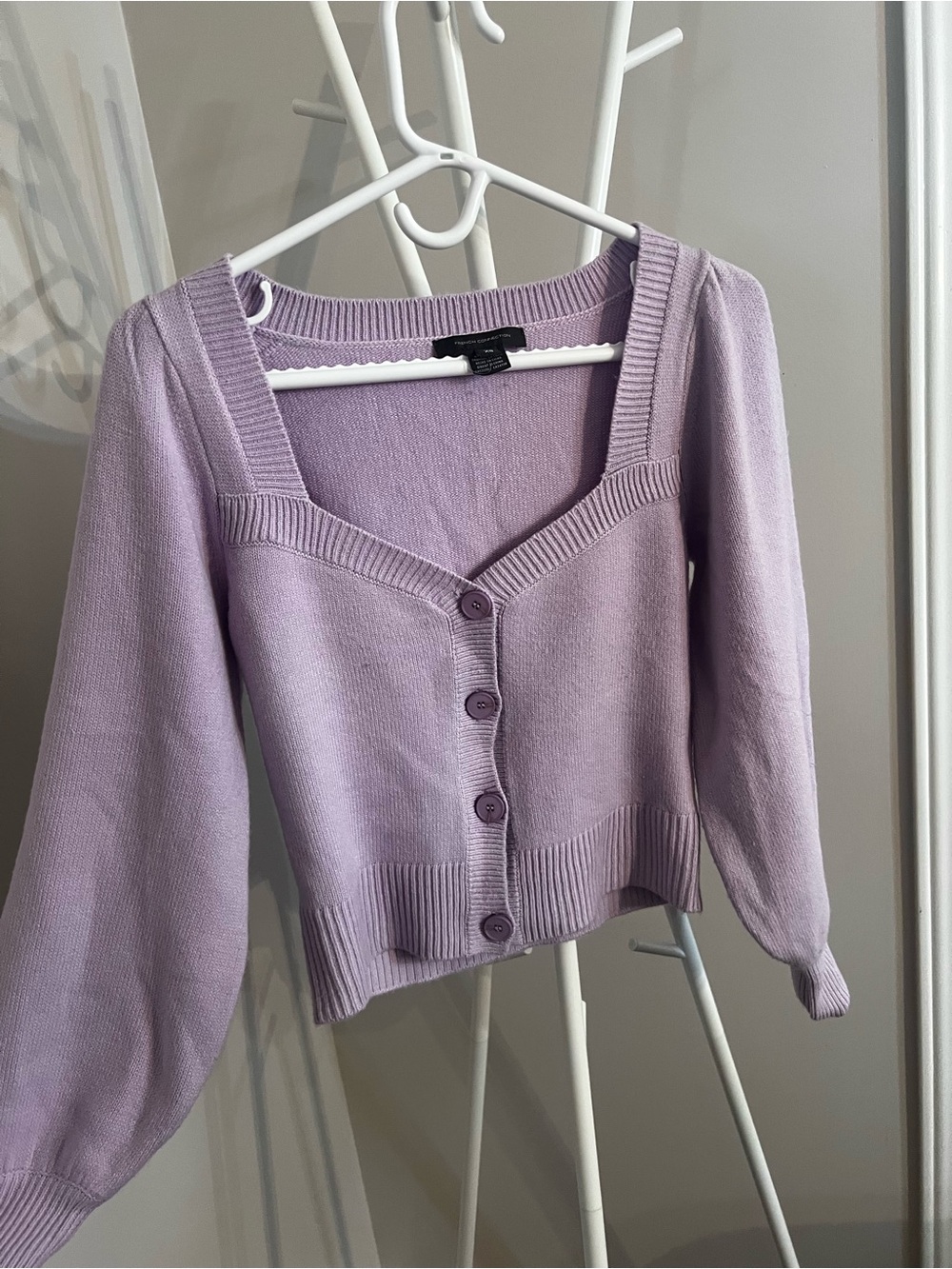 French Connection Lavender Square-Neck Button Cardigan - Picture 5 of 5